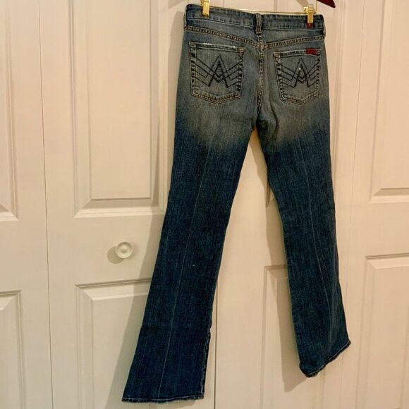 7 For All Mankind Sequined A Pocket Wide Leg Jeans Size 29 - Picture 9 of 12